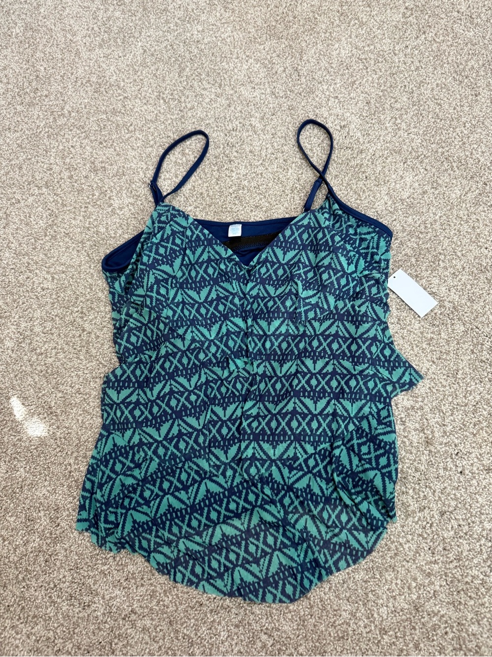 Tropical Escape Blue-Green Patterned tankini top  Swim top